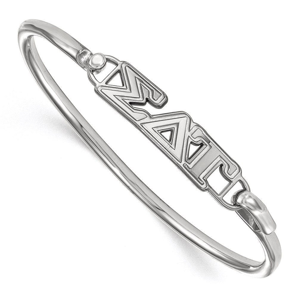 Sterling Silver S. Rh Plated Logoart Sigma Delta Tau Small Hook And Clasp Bangle