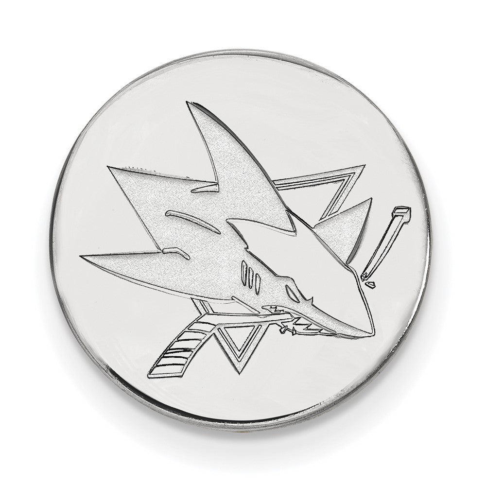 Sterling Silver Rhod-Pltd Nhl Logoart San Jose Sharks Lapel Pin