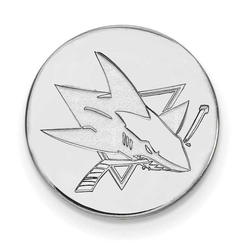 Sterling Silver Rhod-Pltd Nhl Logoart San Jose Sharks Lapel Pin
