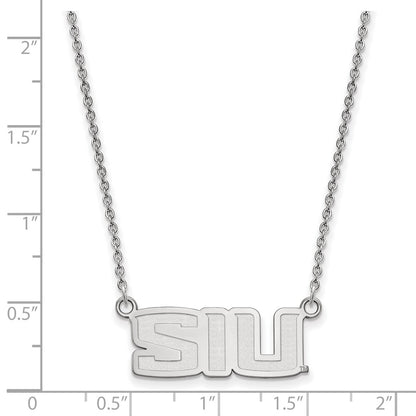 Sterling Silver Rhodium Plated Logoart Southern Illinois University S I U Small Pendant 18 Inch Necklace