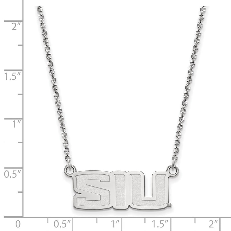 Sterling Silver Rhodium Plated Logoart Southern Illinois University S I U Small Pendant 18 Inch Necklace