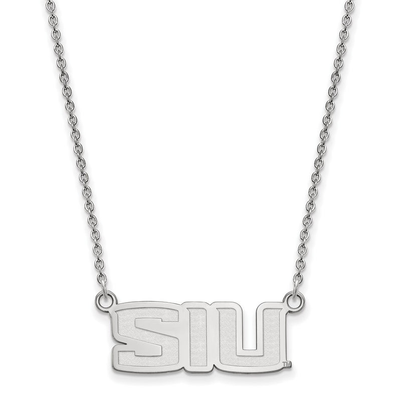 Sterling Silver Rhodium Plated Logoart Southern Illinois University S I U Small Pendant 18 Inch Necklace