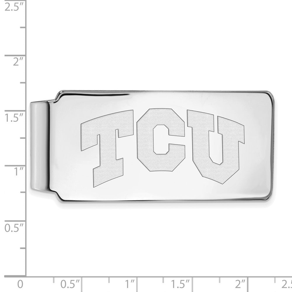 Sterling Silver Rhod-Pltd Logoart Texas Christian University Money Clip