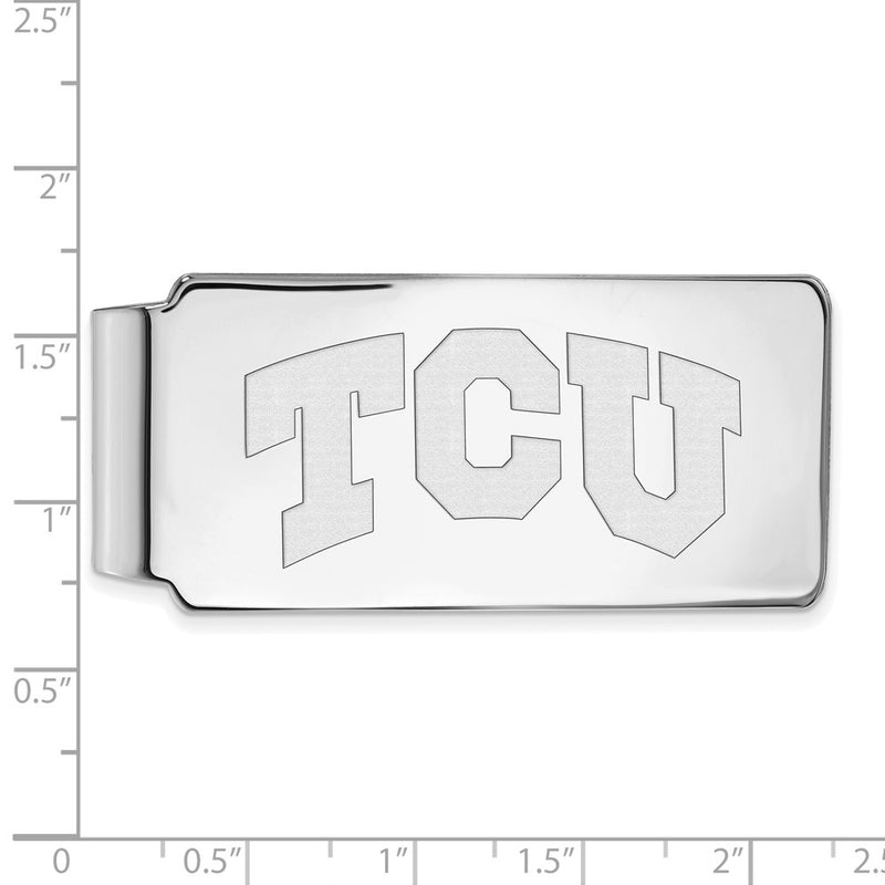 Sterling Silver Rhod-Pltd Logoart Texas Christian University Money Clip