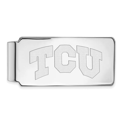 Sterling Silver Rhod-Pltd Logoart Texas Christian University Money Clip