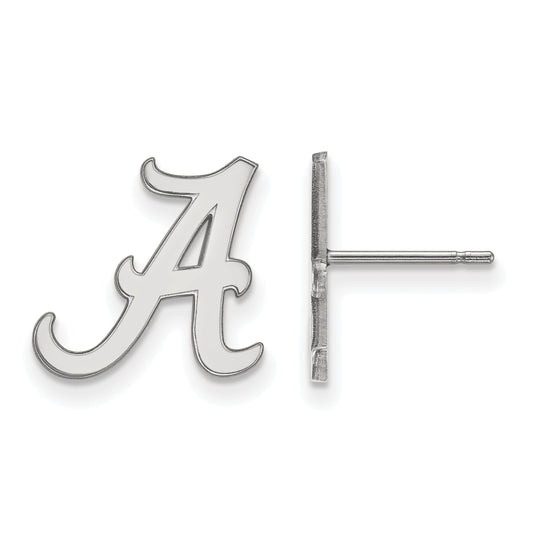 Sterling Silver Rhodium Plated Logoart University Of Alabama Letter A Small Post Earrings