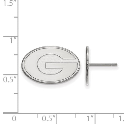 Sterling Silver Rhodium Plated Logoart University Of Georgia Letter G Small Post Earrings