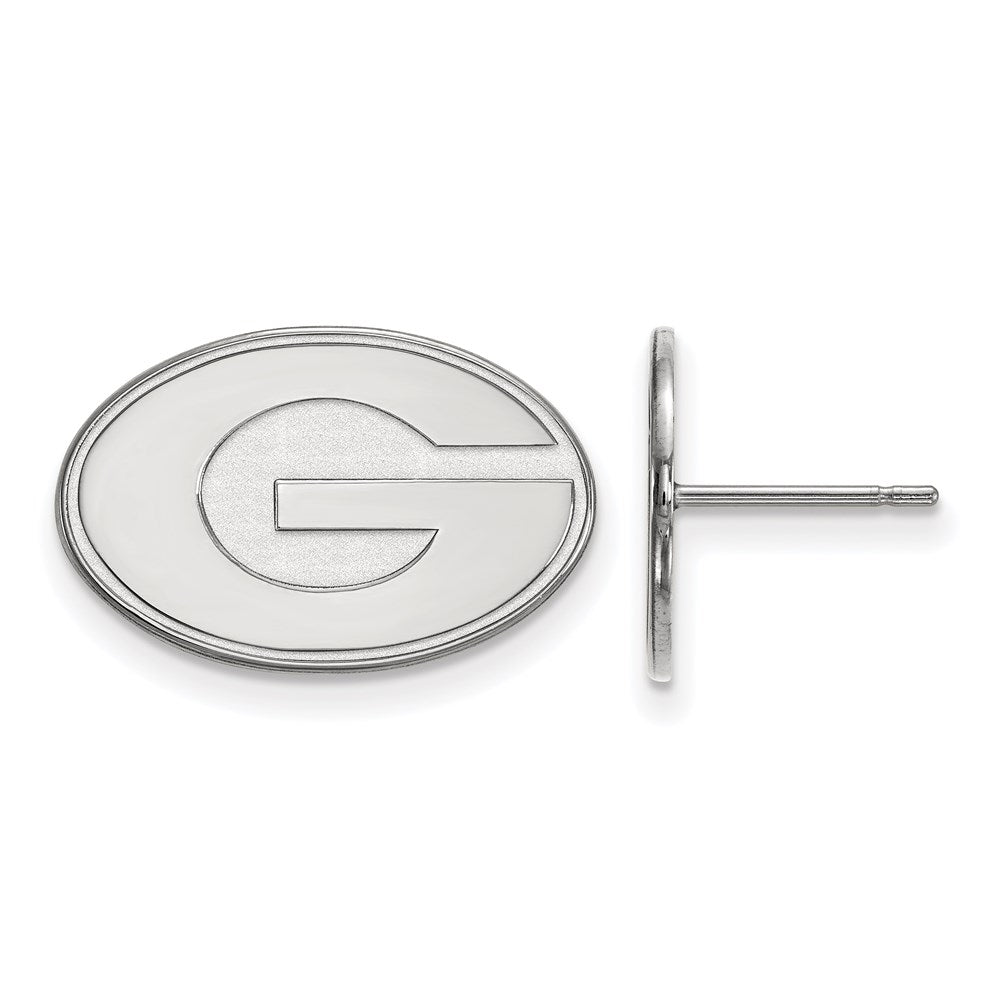 Sterling Silver Rhodium Plated Logoart University Of Georgia Letter G Small Post Earrings