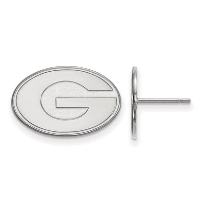 Sterling Silver Rhodium Plated Logoart University Of Georgia Letter G Small Post Earrings