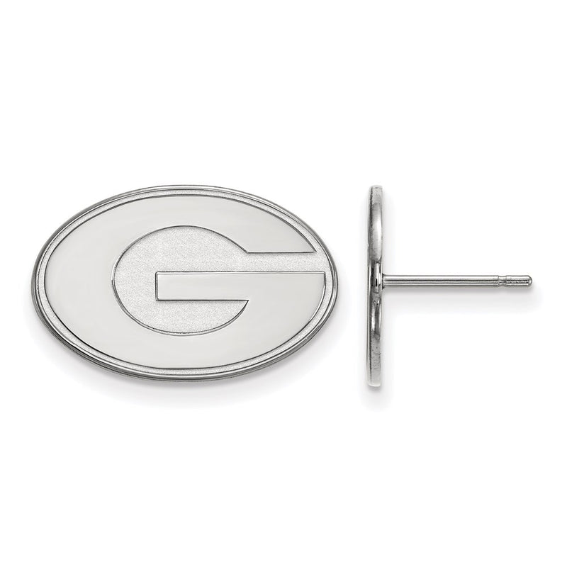 Sterling Silver Rhodium Plated Logoart University Of Georgia Letter G Small Post Earrings