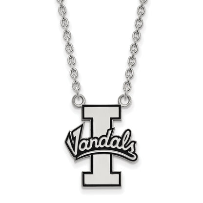 Sterling Silver Rhodium Plated Logoart University Of Idaho Vandals Large Enameled Pendant 18 Inch Necklace