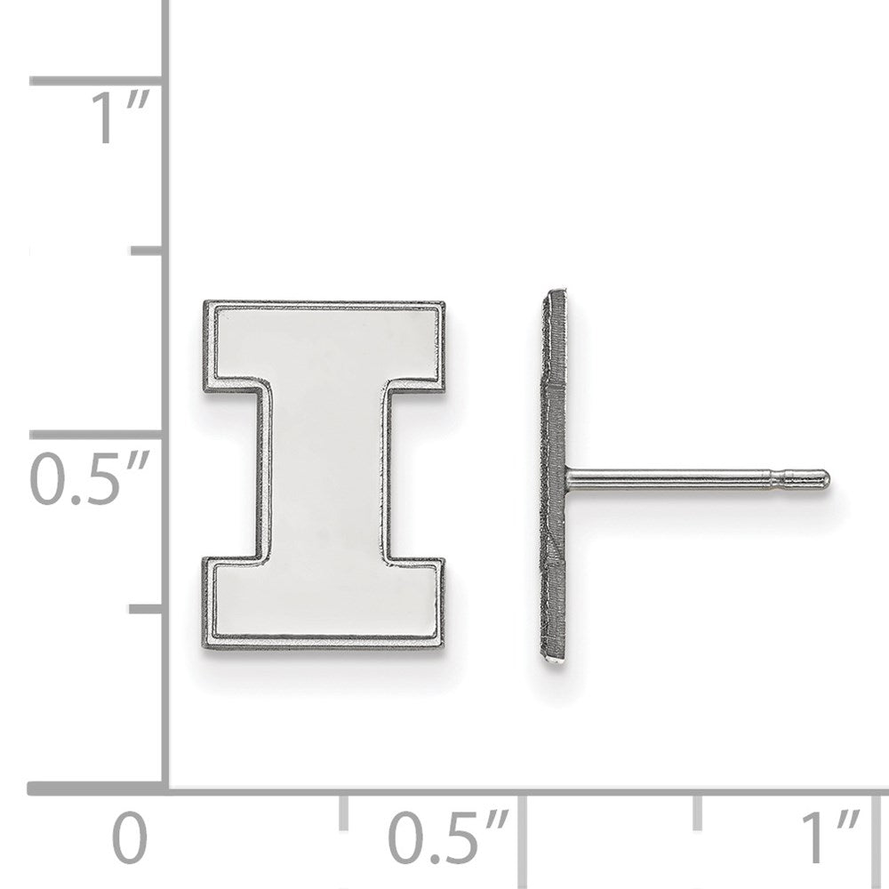 14K White Gold Logoart University Of Illinois Letter I Small Post Earrings