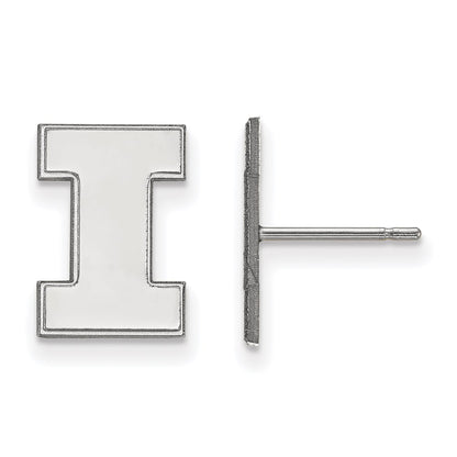 10K White Gold Logoart University Of Illinois Letter I Small Post Earrings