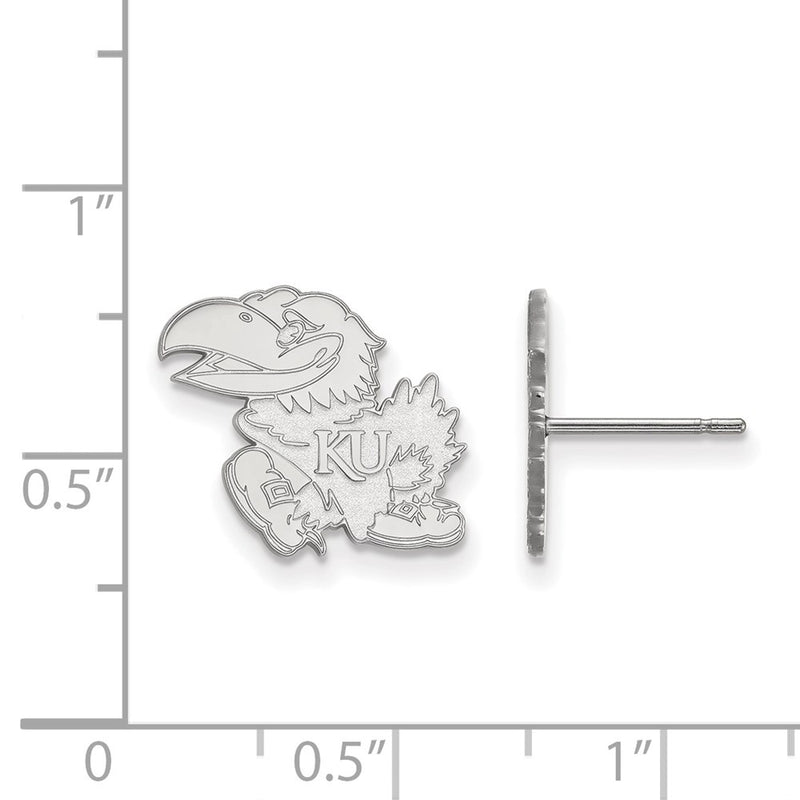Sterling Silver Rhodium Plated Logoart University Of Kansas Jayhawk Small Post Earrings