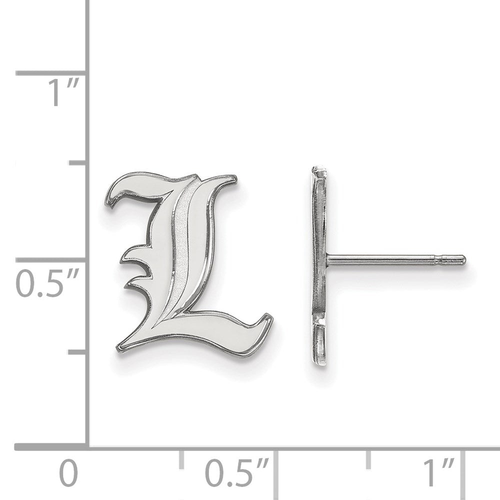 14K White Gold Logoart University Of Louisville Letter L Small Post Earrings