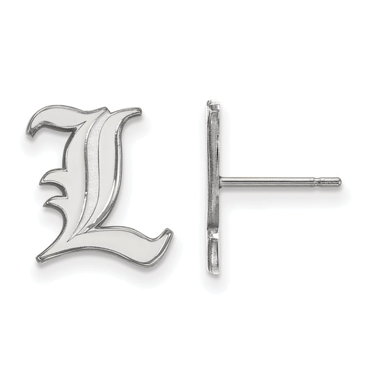 10K White Gold Logoart University Of Louisville Letter L Small Post Earrings