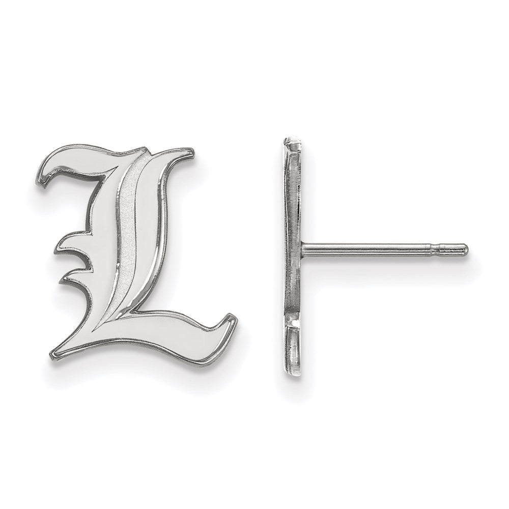 Sterling Silver Rhodium Plated Logoart University Of Louisville Letter L Small Post Earrings