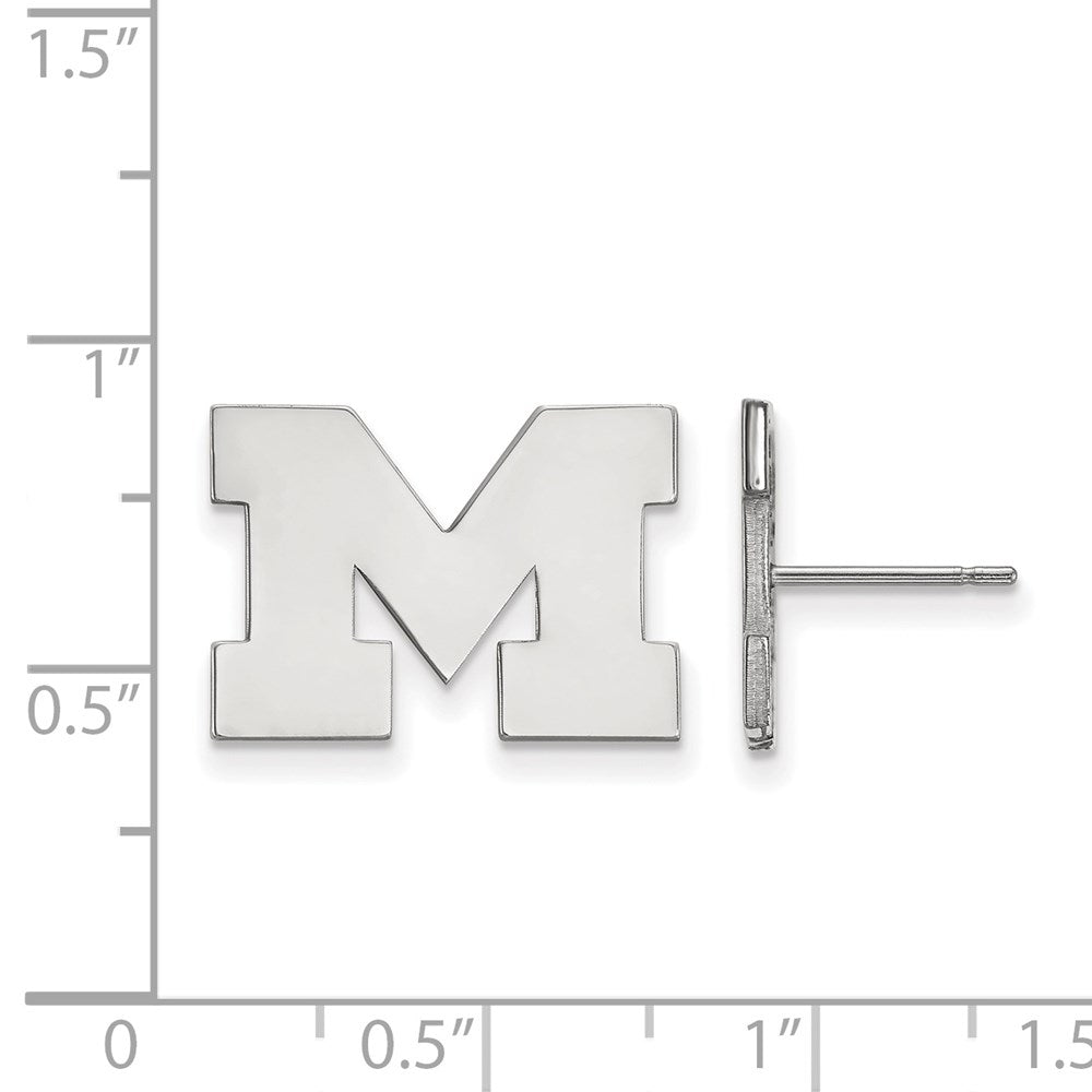 10K White Gold Logoart University Of Michigan Letter M Small Post Earrings