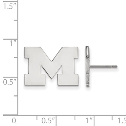 10K White Gold Logoart University Of Michigan Letter M Small Post Earrings