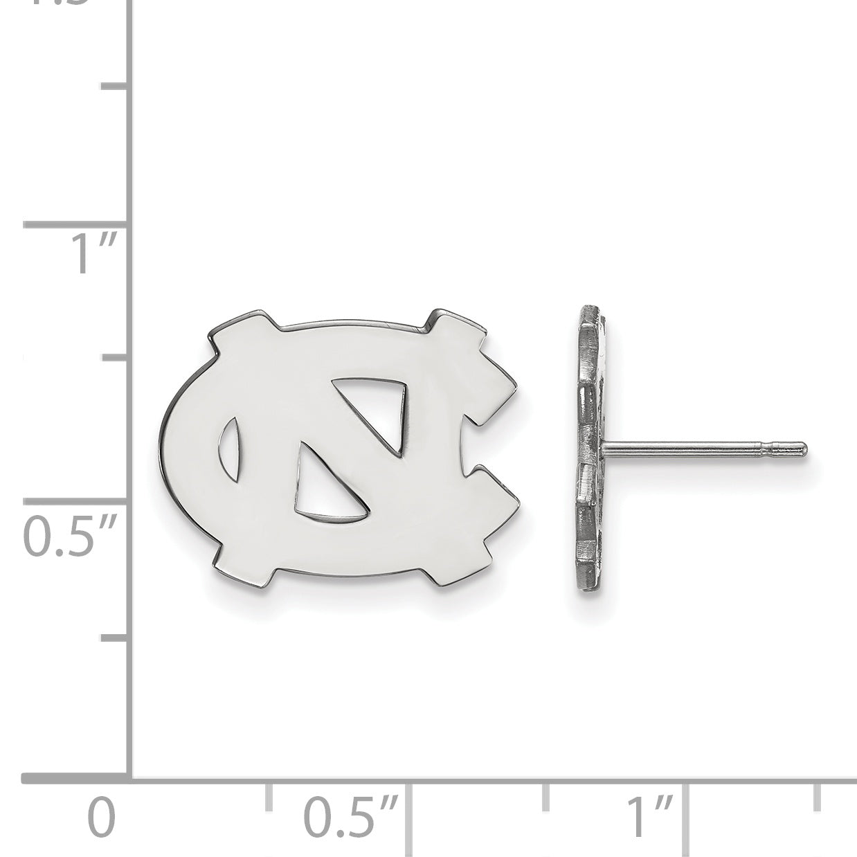 Sterling Silver Rhodium Plated Logoart University Of North Carolina N C Small Post Earrings