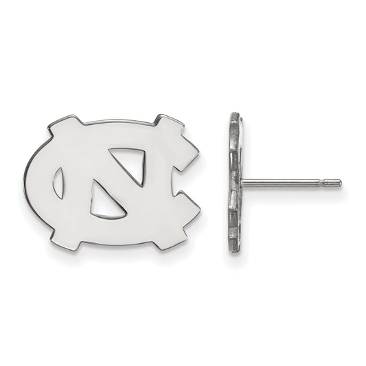 10K White Gold Logoart University Of North Carolina N C Small Post Earrings