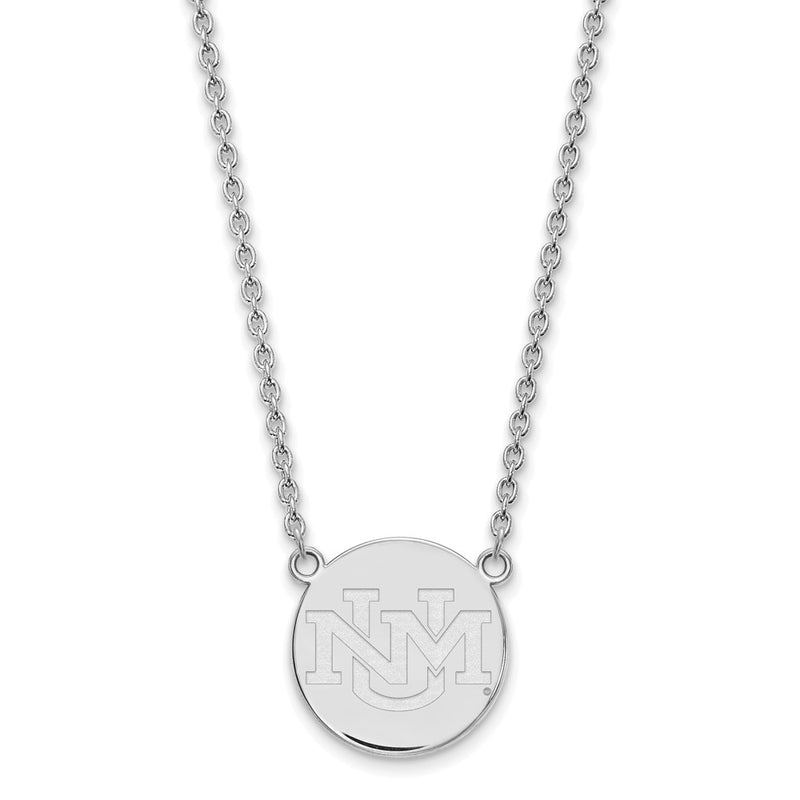 Sterling Silver Rhodium Plated Logoart University Of New Mexico Large Pendant 18 Inch Necklace