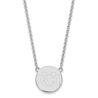 Sterling Silver Rhodium Plated Logoart University Of New Mexico Large Pendant 18 Inch Necklace