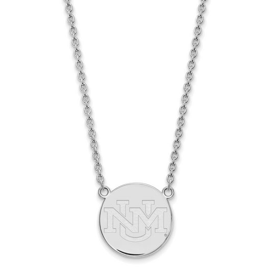 Sterling Silver Rhodium Plated Logoart University Of New Mexico Large Pendant 18 Inch Necklace