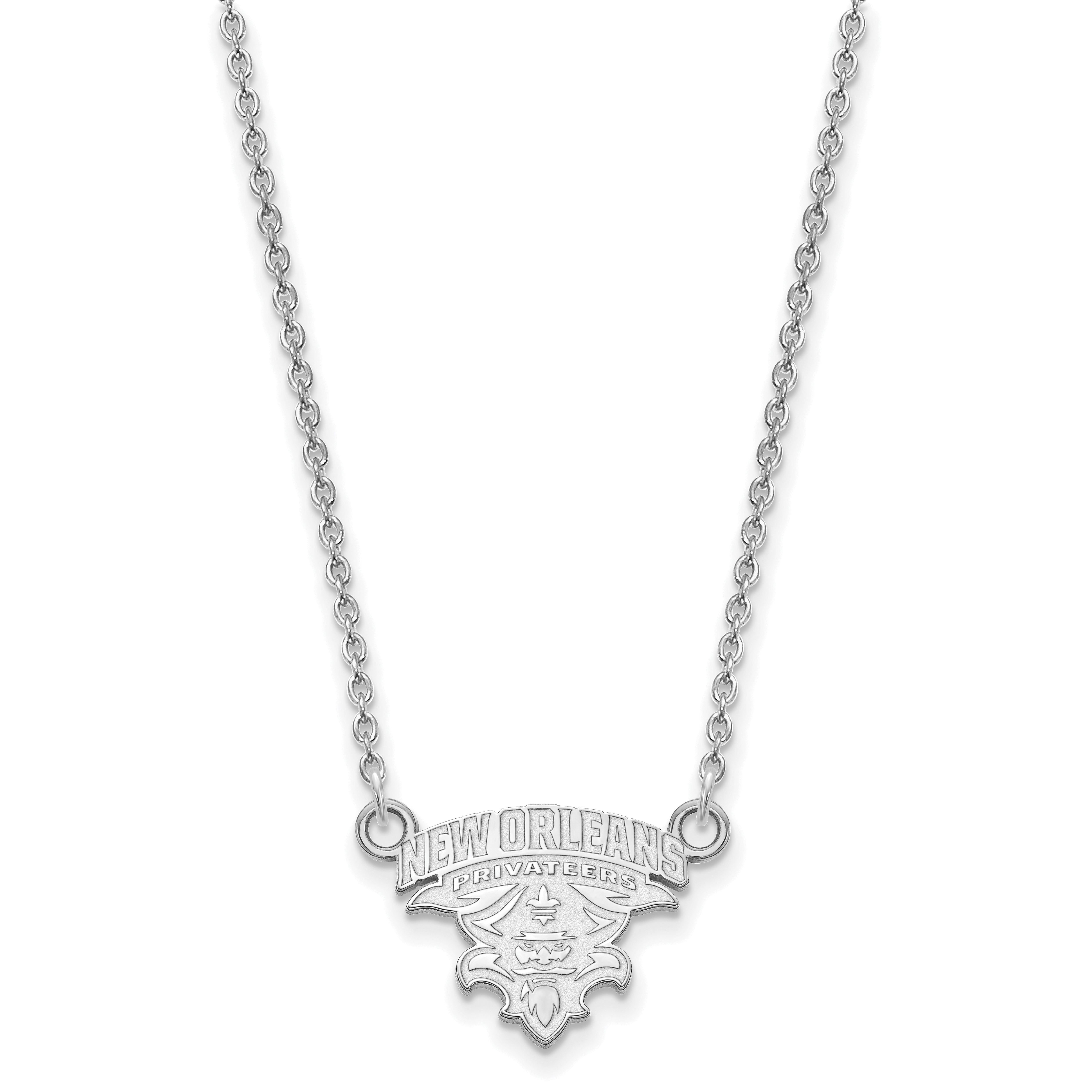 10K White Gold Logoart University Of New Orleans U N O Small Pendant 18 Inch Necklace