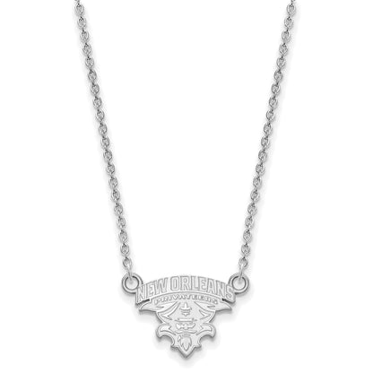 10K White Gold Logoart University Of New Orleans U N O Small Pendant 18 Inch Necklace