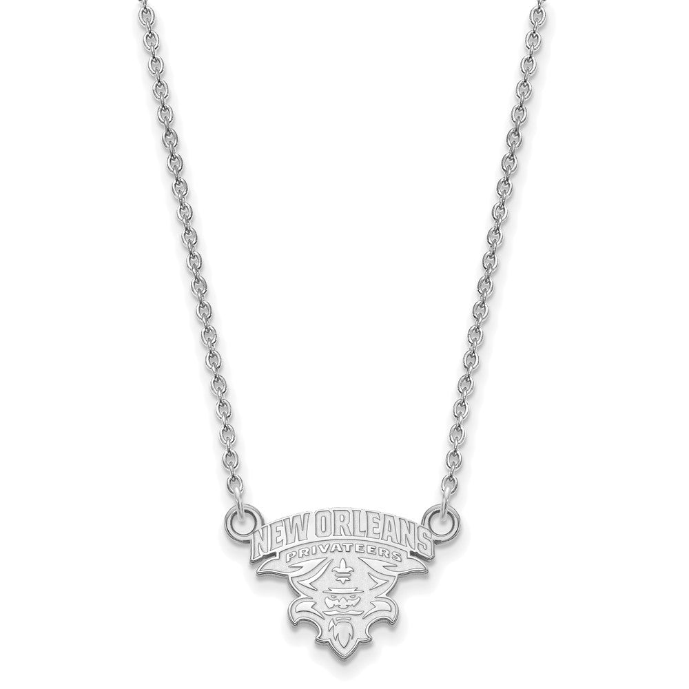 10K White Gold Logoart University Of New Orleans U N O Small Pendant 18 Inch Necklace