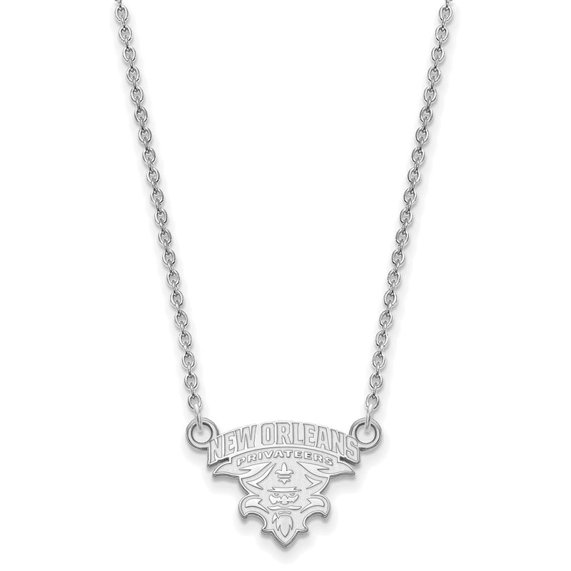 10K White Gold Logoart University Of New Orleans U N O Small Pendant 18 Inch Necklace