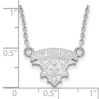 14K White Gold Logoart University Of New Orleans U N O Small Pendant 18 Inch Necklace