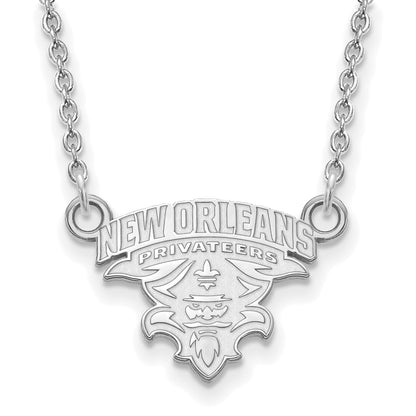 10K White Gold Logoart University Of New Orleans U N O Small Pendant 18 Inch Necklace
