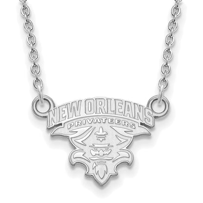 10K White Gold Logoart University Of New Orleans U N O Small Pendant 18 Inch Necklace