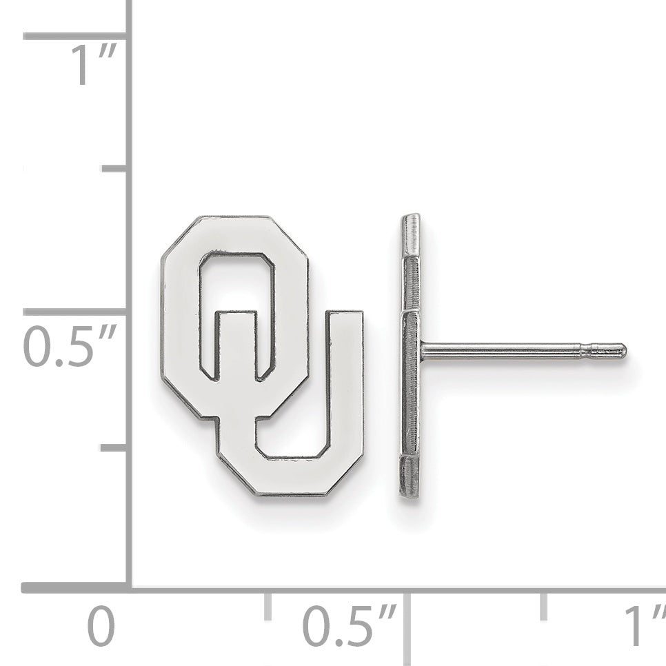 10K White Gold Logoart University Of Oklahoma O U Small Post Earrings