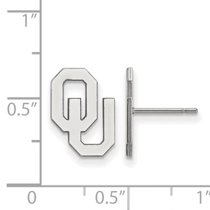 10K White Gold Logoart University Of Oklahoma O U Small Post Earrings