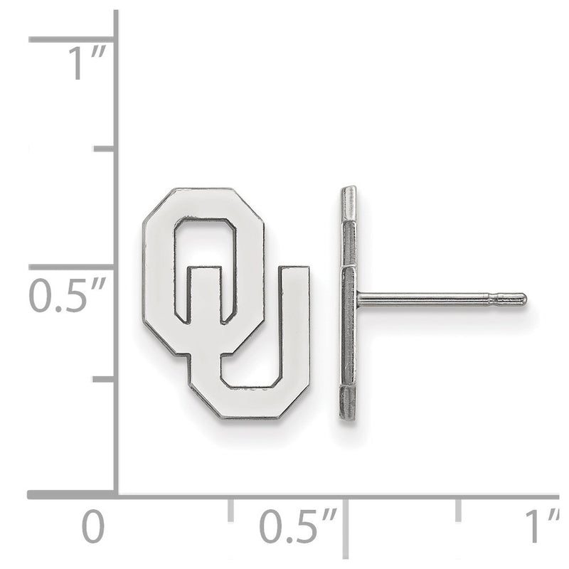 Sterling Silver Rhodium Plated Logoart University Of Oklahoma O U Small Post Earrings