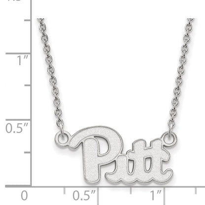 10K White Gold Logoart University Of Pittsburgh Small Pendant 18 Inch Necklace