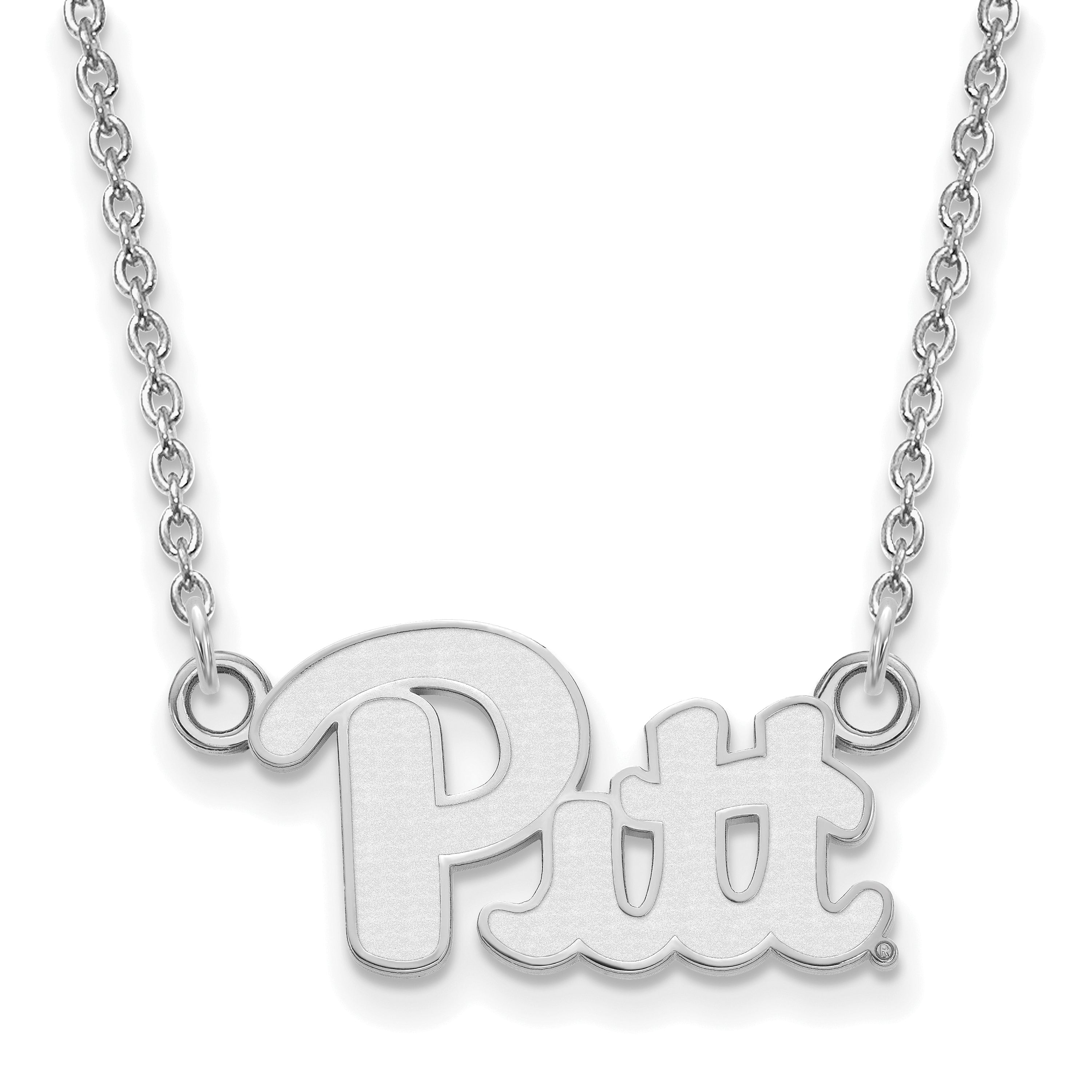 10K White Gold Logoart University Of Pittsburgh Small Pendant 18 Inch Necklace