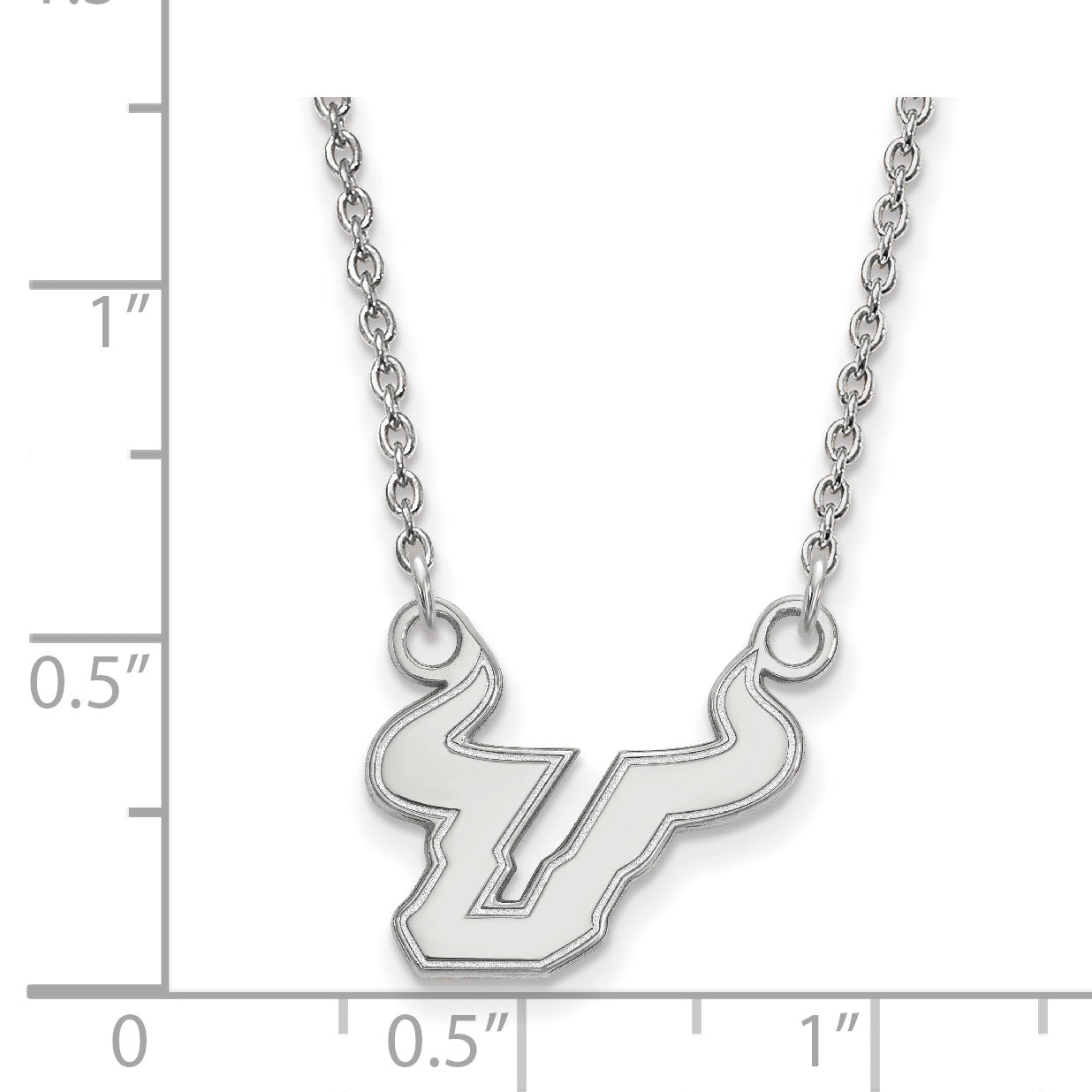 10K White Gold Logoart University Of South Florida Bull Small Pendant 18 Inch Necklace