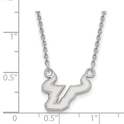 10K White Gold Logoart University Of South Florida Bull Small Pendant 18 Inch Necklace