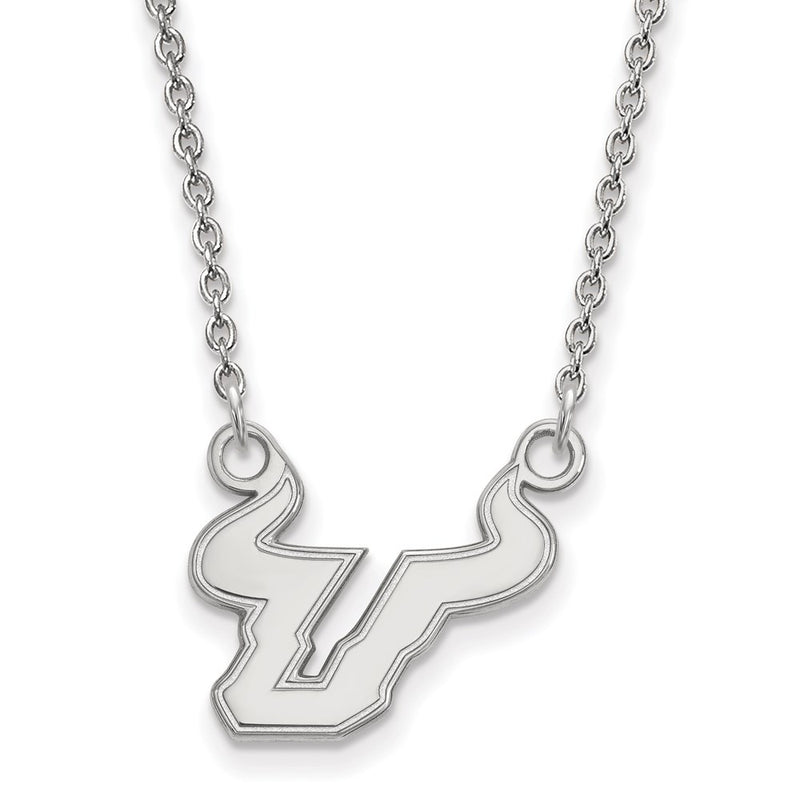 14K White Gold Logoart University Of South Florida Bull Small Pendant 18 Inch Necklace
