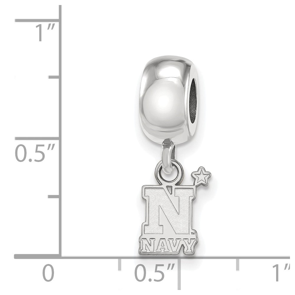 Sterling Silver Rhod-Pltd Logoart Us Naval Academy Xs Dangle Bead