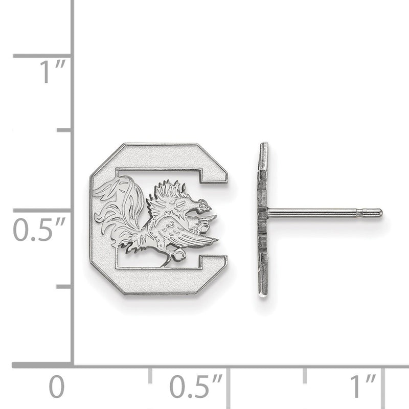 Sterling Silver Rhodium Plated Logoart University Of South Carolina Small Post Earrings