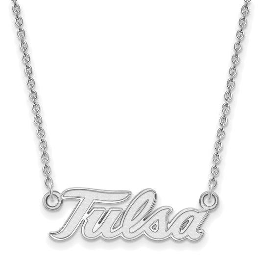 10K White Gold Logoart University Of Tulsa T U Large Pendant 18 Inch Necklace