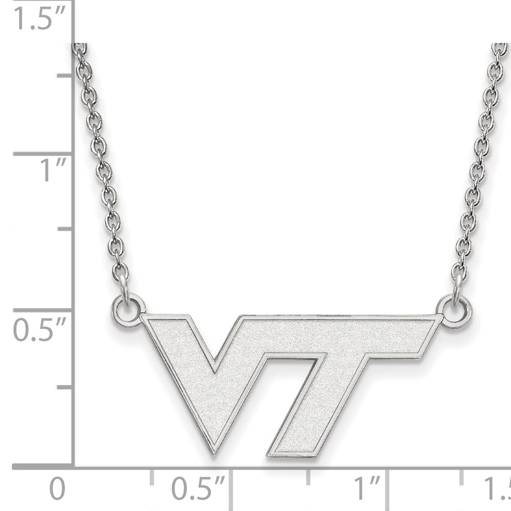 14K White Gold Logoart Virginia Tech V T Small Pendant 18 Inch Necklace