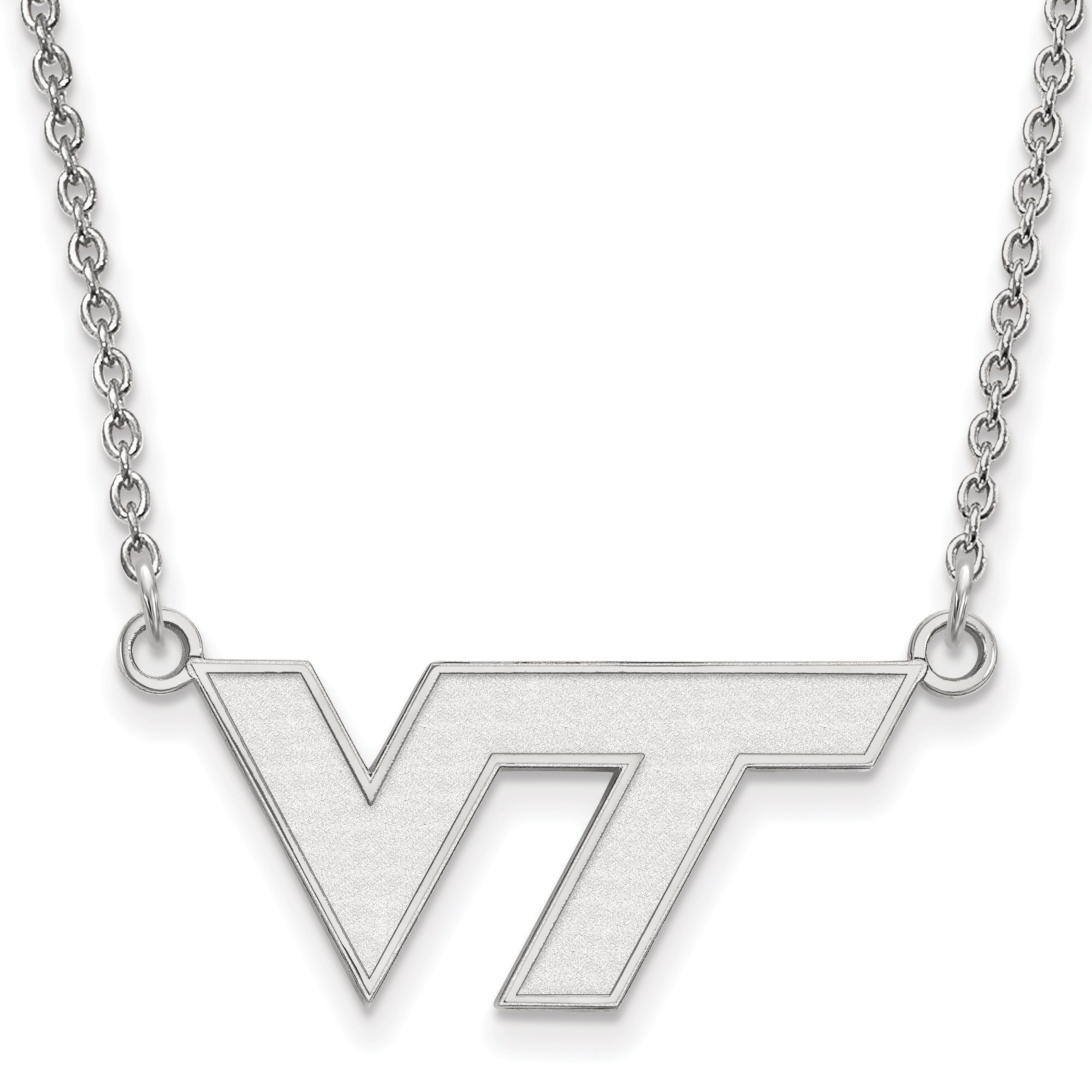 10K White Gold Logoart Virginia Tech V T Small Pendant 18 Inch Necklace