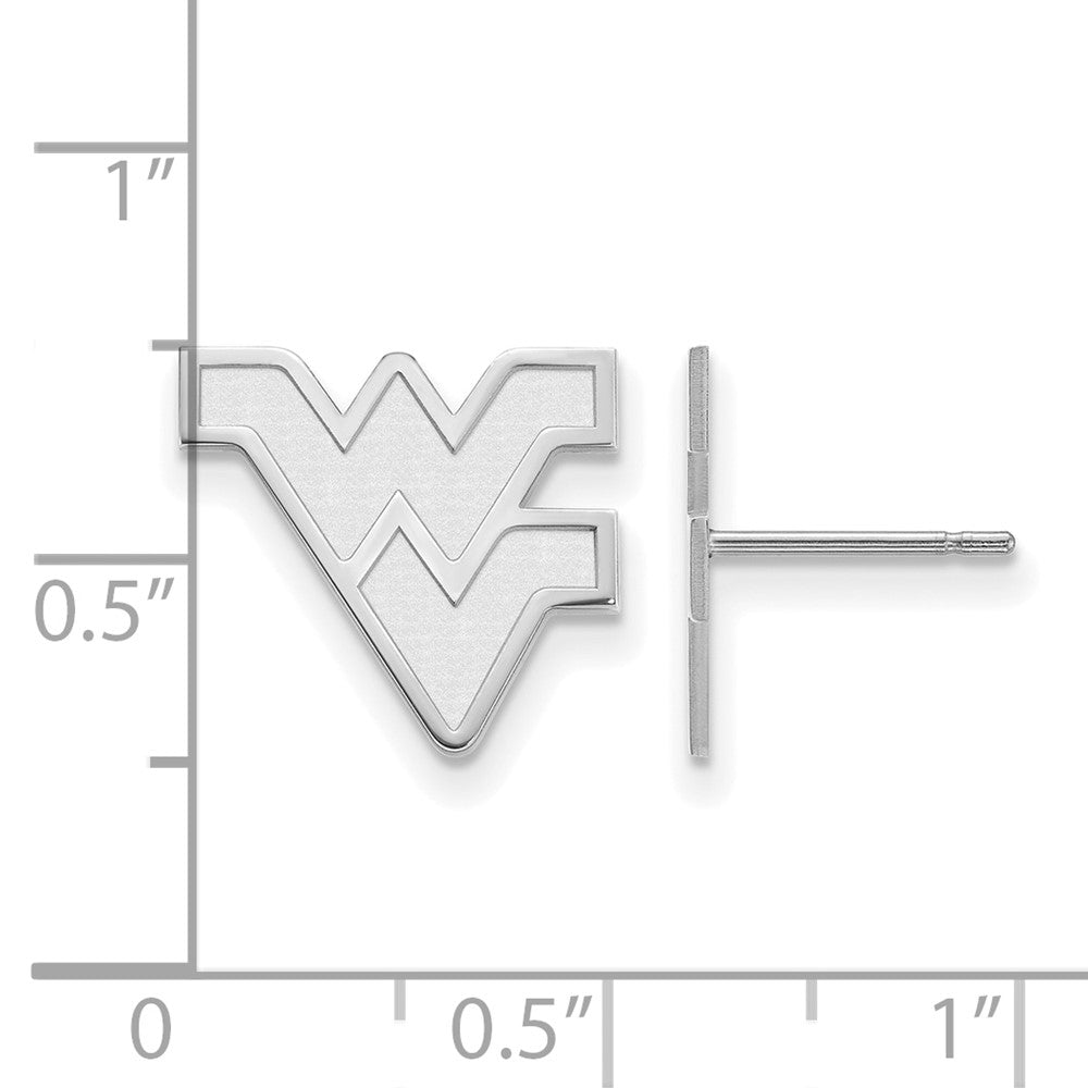 Sterling Silver Rhodium Plated Logoart West Virginia University W V Small Post Earrings