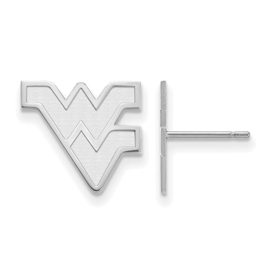 10K White Gold Logoart West Virginia University W V Small Post Earrings